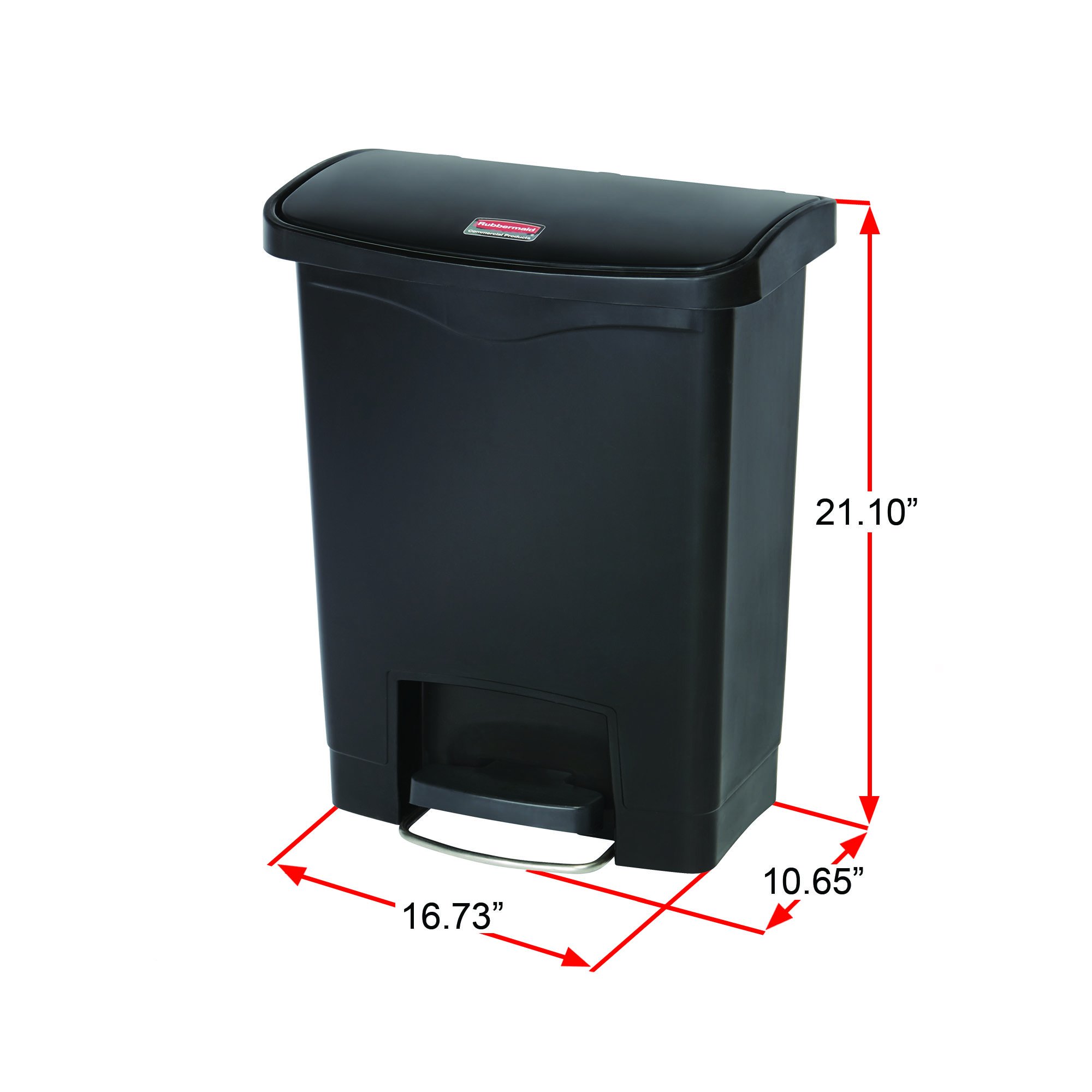Rubbermaid Commercial Products Slim Jim® Tretmülleimer aus Kunststoff 30 l | Innenraum-Mülleimer für Medizin, Büro, Gewerbe, Küche und Bad | Rot | 1883564