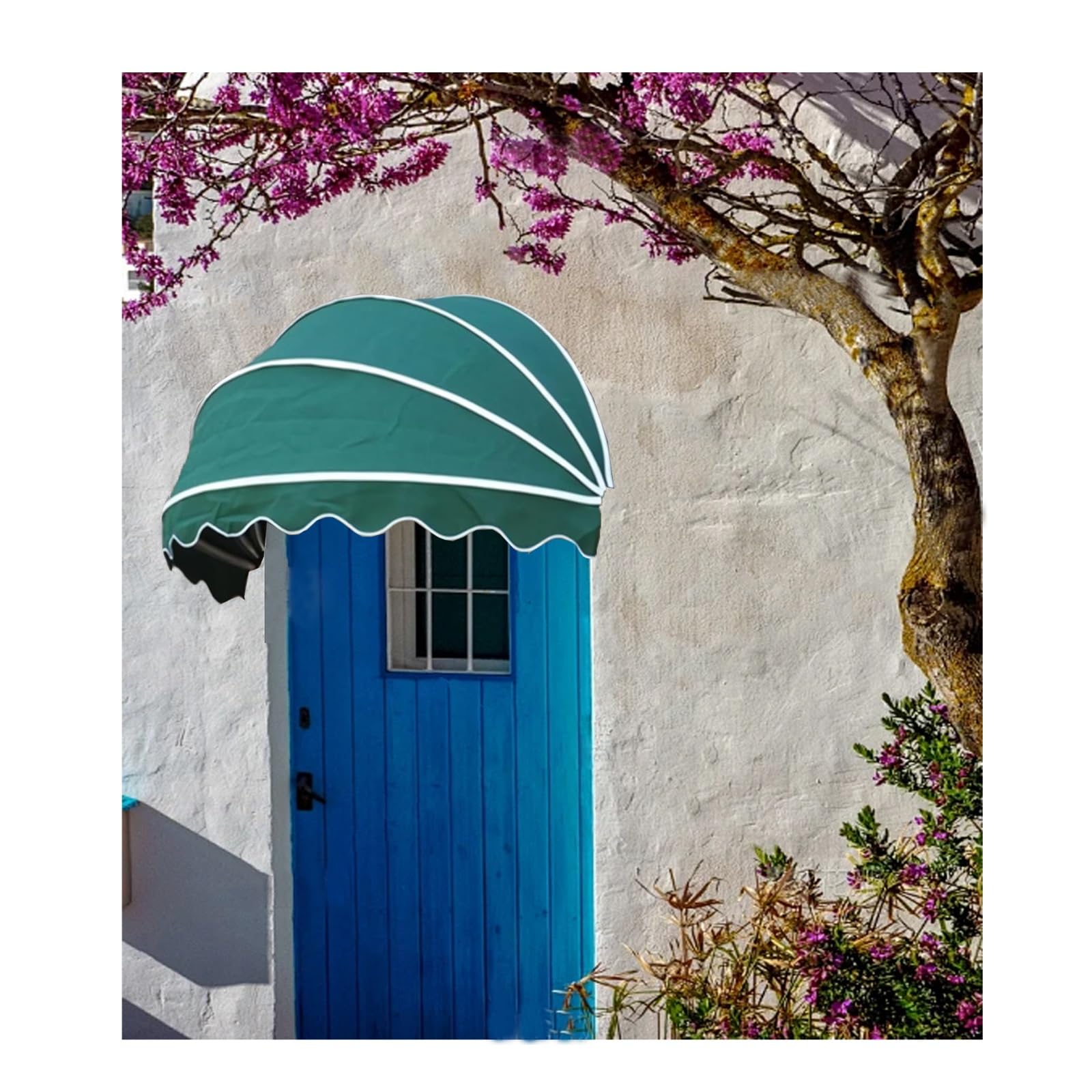 GJZQDKX Outdoor French Curved Awning for Patio Decoration Collapsible Hemispherical Door Canopy with Anti UV Canvas Front/Back Door Cover Ideal for Cafes 47.24in Diameter