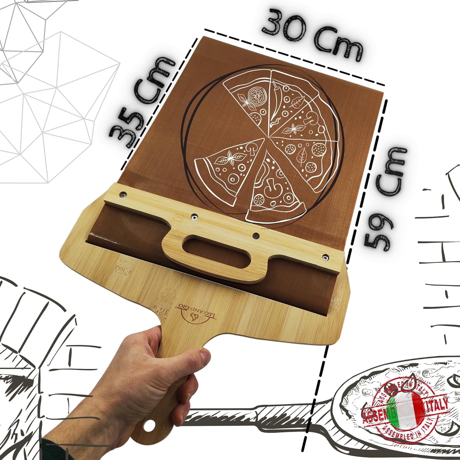 Pala Per Pizza Scorrevole 30 X 60 Cm Con Tappetino | Pala Barella Per Pizza Peel Prendi Pizza Scorrevole Pala Pizza Scorrevole Impasto Alta idratazione