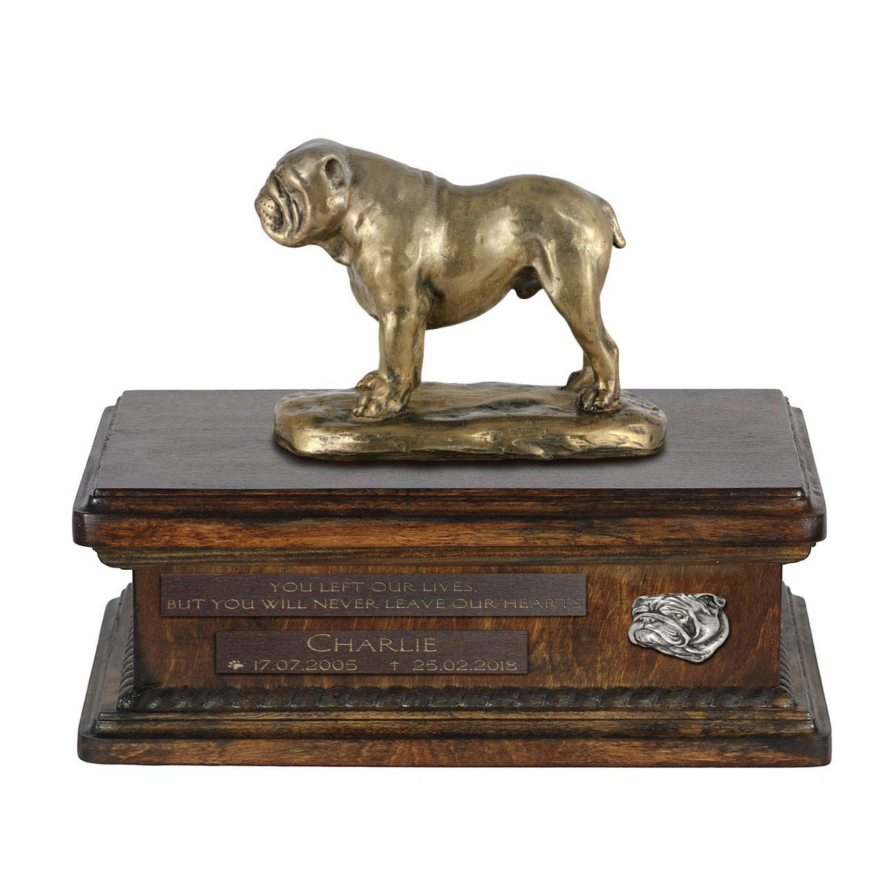 Urne pour les cendres de chien Bouledogue Anglais statue souvenir