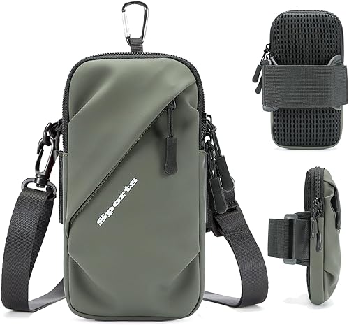 Soporte para teléfono, pequeña bolsa cruzada con banda para el brazo, se adapta a iPhone y todos los teléfonos celulares, uso para correr, caminar,