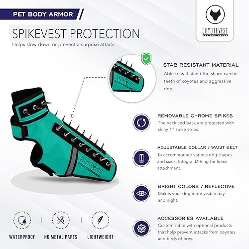 Miniatura 7 de CoyoteVest SpikeVest - Chaleco de arnés para perro, accesorios reflectantes para perros con picos para proteger a tu mascota de ataques raptores y