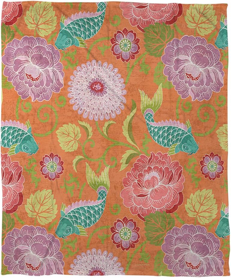 Manual Woodworkers & Weavers Coral Fleece Throw, 50 by 60-Inch, Koi