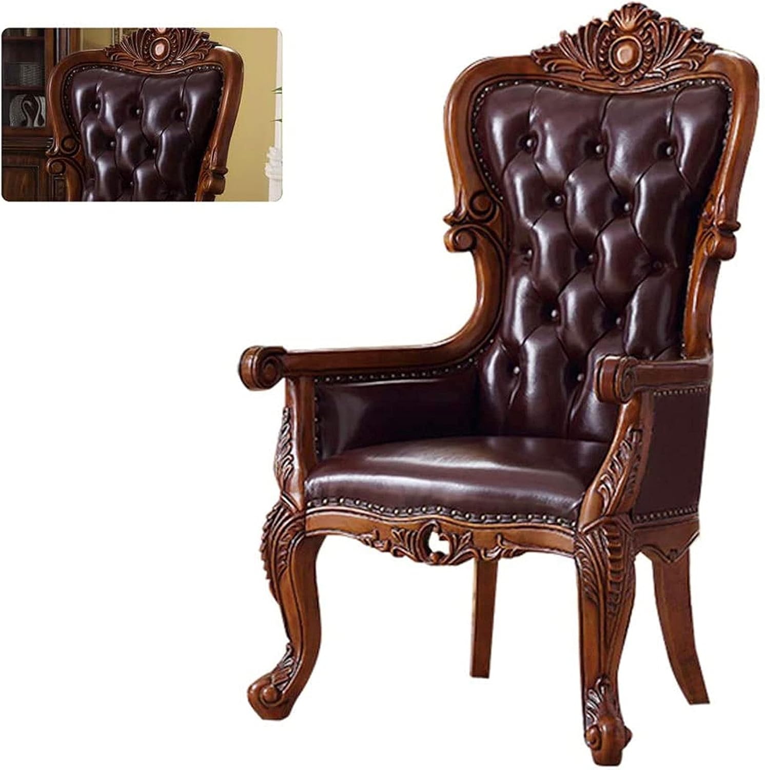 Classical American Luxury Home Office Supplies Guest Chair Business Brown Mahogany Veneer
