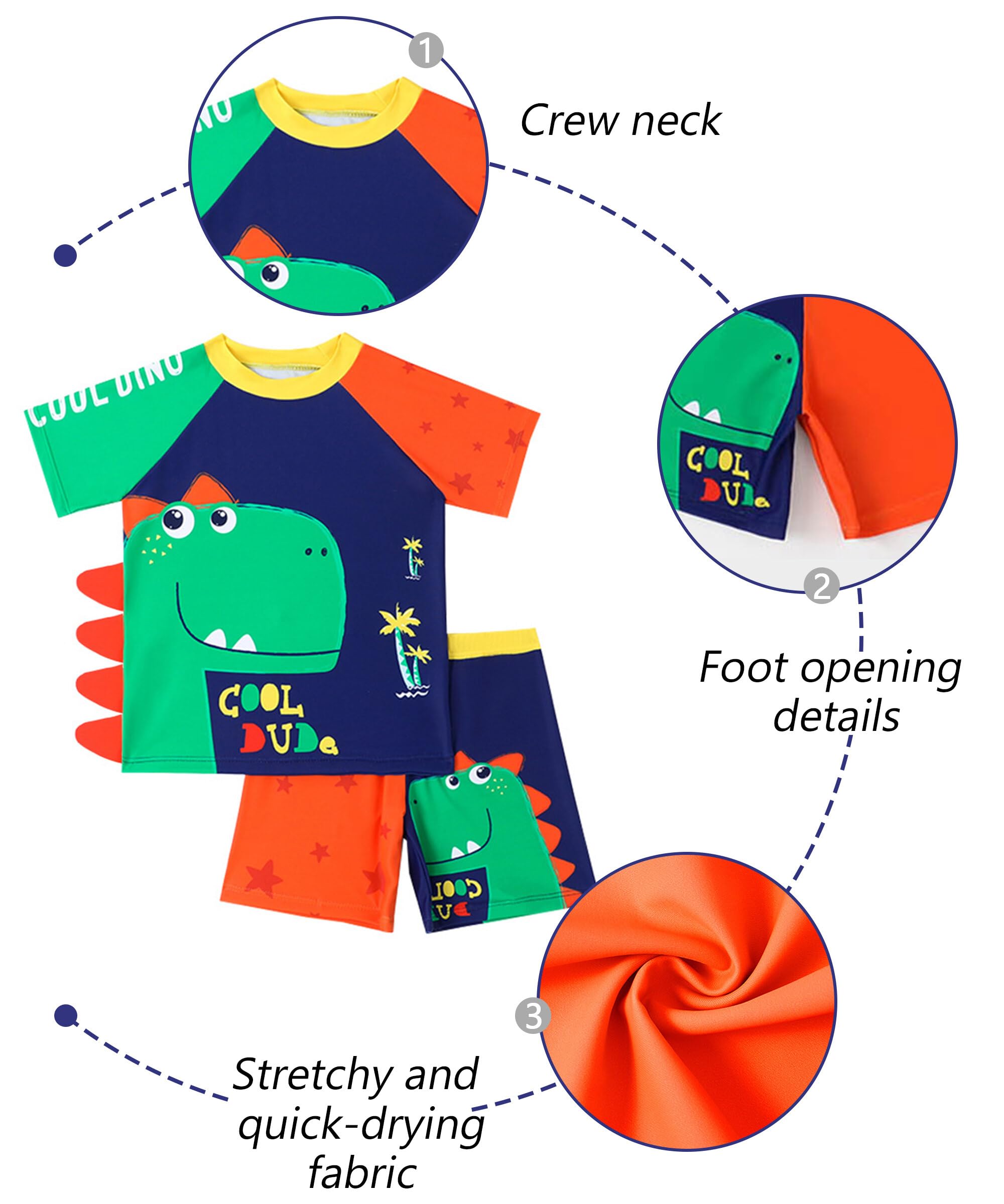 Happy Cherry - Bañador Niño Bebé Dinosaurios Traje de Baño Verano para Playa Surf Niños Trajes de Natación 3 Piezas Conjunto de Ropa de Baño Infantil Bañadores Protección UV - 5-6 Años - Azul
