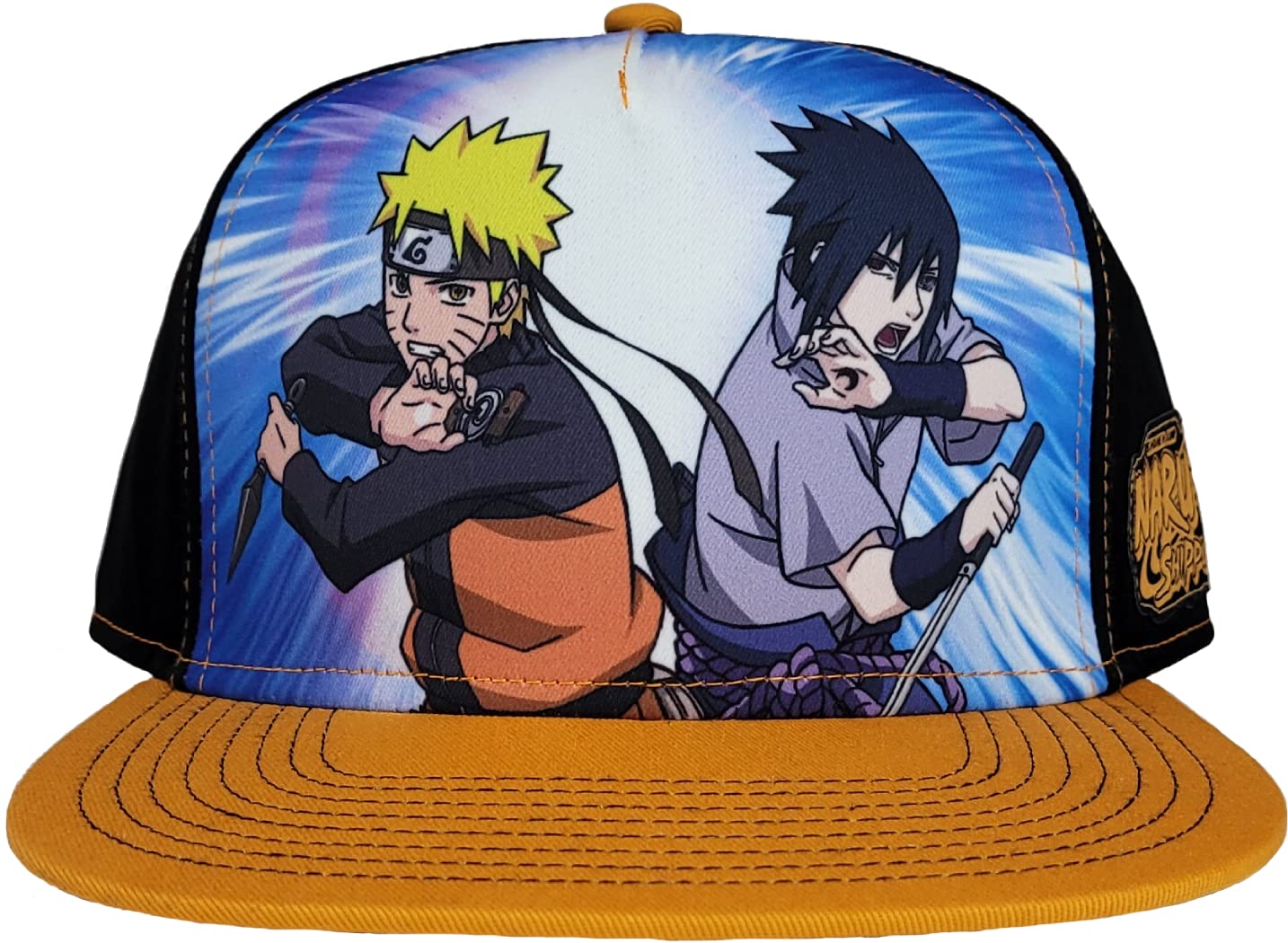 Ripple Junction Naruto Shippuden 5 Panel Structured Adjustable Adult Anime Black Flat Bill Snapback Hat Officially Licensed