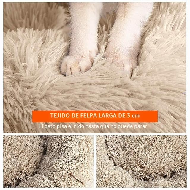 Foto 6 de 7 de OKPOW Cama Perros Medianos Ortopedica - Cama Redonda Suave y Esponjosa para Cachorros
