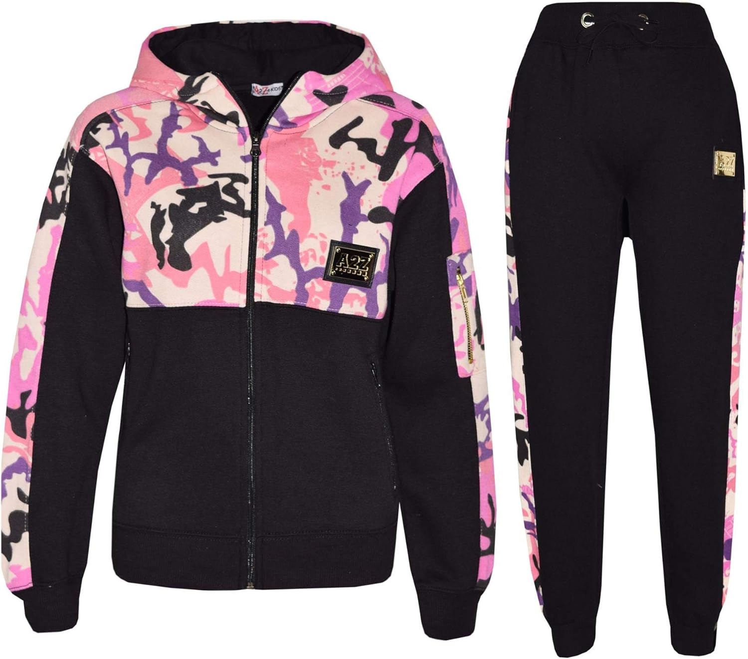 Kids Boys Girls Tracksuit Designer A2Z Camouflage Hooded Top Bottom Jogging Suit