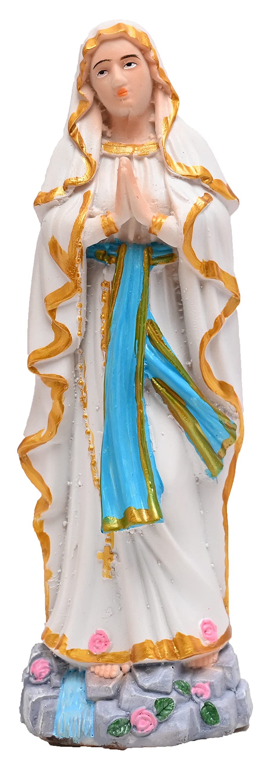 KariGharKariGhar Resin Our Lady of Lourdes, Lourdes Mary Catholic Idol Perfect for Home, Office, Prayer Room, Altar, Housewarming, Gifting and Decoration, 6 Inch, Multicolour