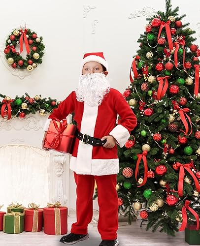 Miniatura 7 de PrettyFirst Disfraz de Papá Noel para niños, disfraz de Papá Noel para niños, disfraz de Papá Noel de terciopelo para niños