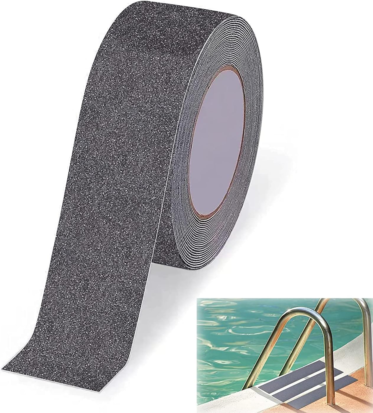 SYOSI Anti-Slip Grip Tape for Stairs, High Grip Black Safety Sticker for Indoor/Outdoor Traction, Waterproof (1 Roll, 2 Inch x 16.4 Feet)