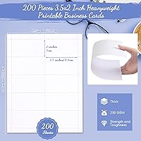 Vista 2 de 2000 tarjetas de presentación imprimibles en blanco de 3.5 x 2 pulgadas, tarjetas de visita perforadas pesadas de doble cara para impresión láser