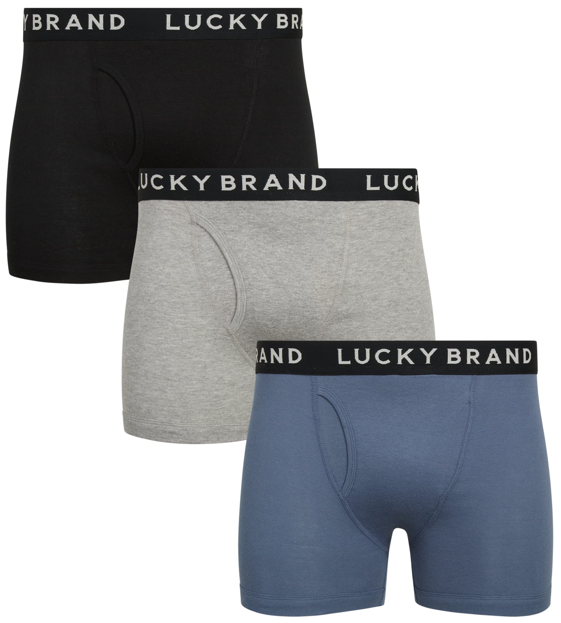 Lucky BrandMen's Underwear – ClassicBoxer Briefs with Functional Fly (3 Pack)