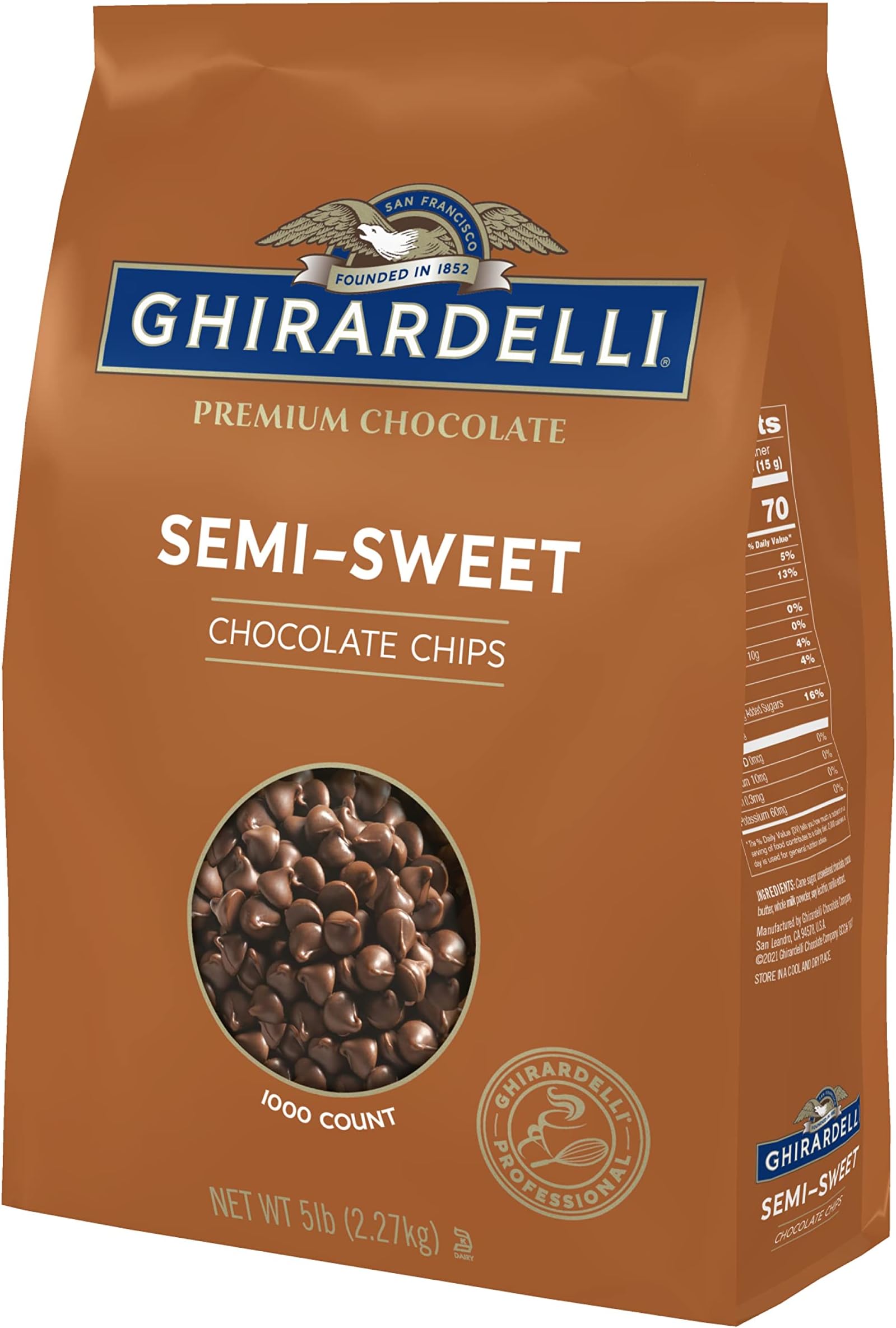 Ghirardelli Chocolate Company Semi-Sweet Chips 1000 per lb., 5lb (Pack of 2)