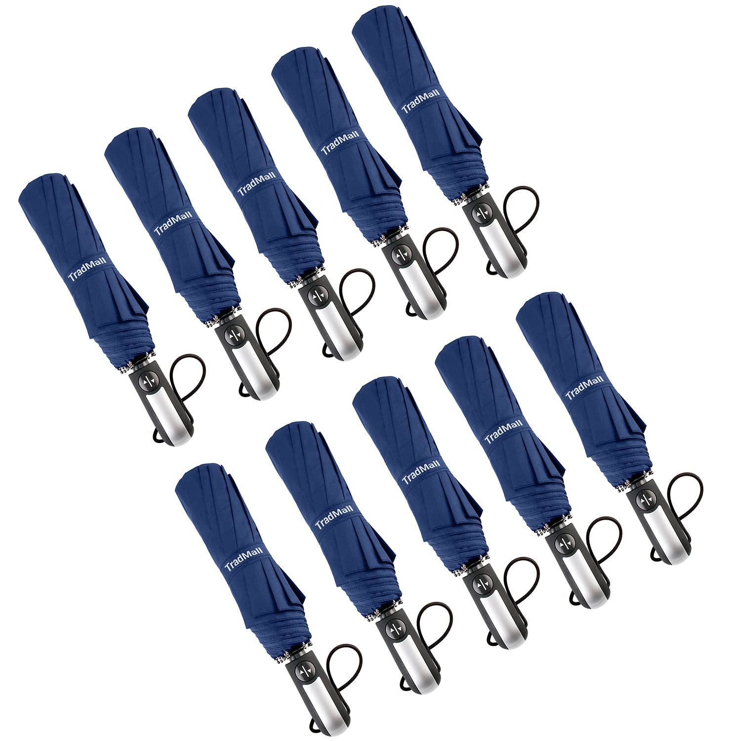 TradMall10 Pack Umbrella Travel Windproof Portable Compact Large Canopy Ergonomic Handle Auto Open & Close