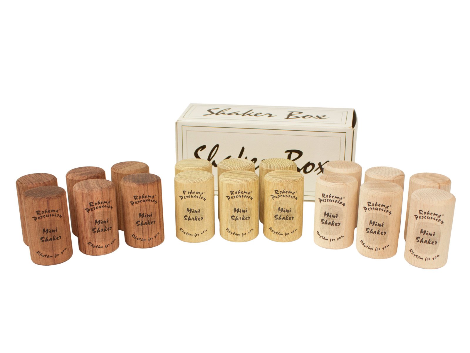 ROHEMA Shaker-Box, 18 Mini-Shaker, natur, sortiert