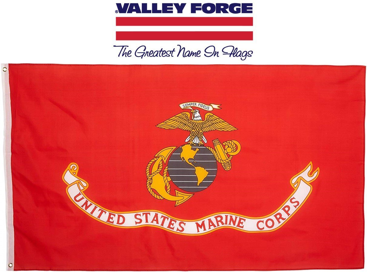Drapeau corps marin Valley Forge 1,2 m x 1,8 m anti-décoloration à œillets