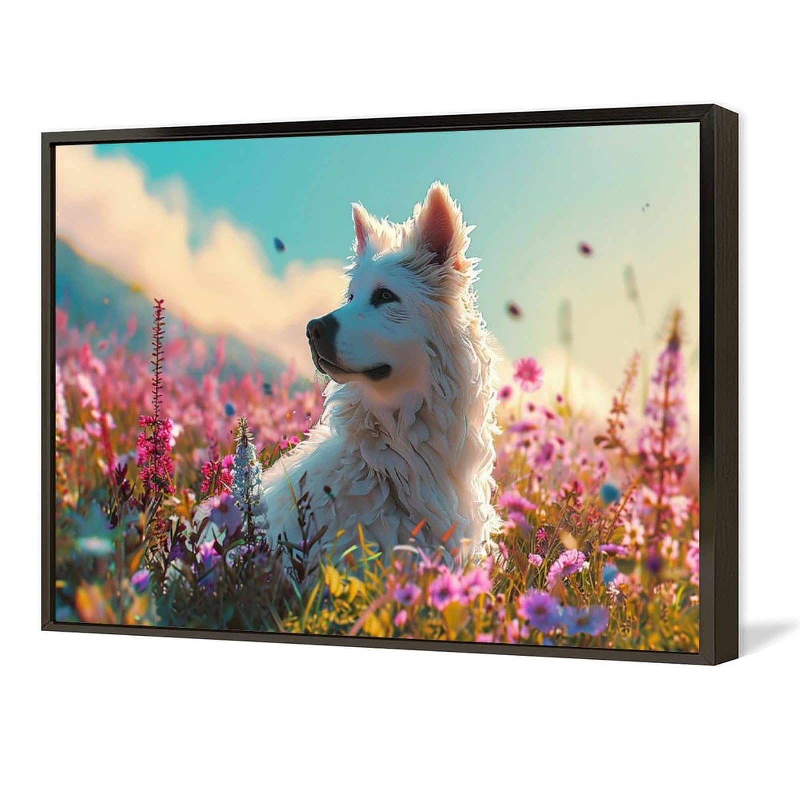 雨上がりの虹と紫陽花＊シーグラスアート 天然石 豚さんのお花畑で犬の