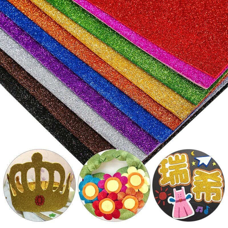 EliteKoopers 10 pcs Multi A4 Glitter Foam Sheets for Christmas Bows Arts, Crafts and Decoration, Multicolor, A4: 21X30cm - Image 3