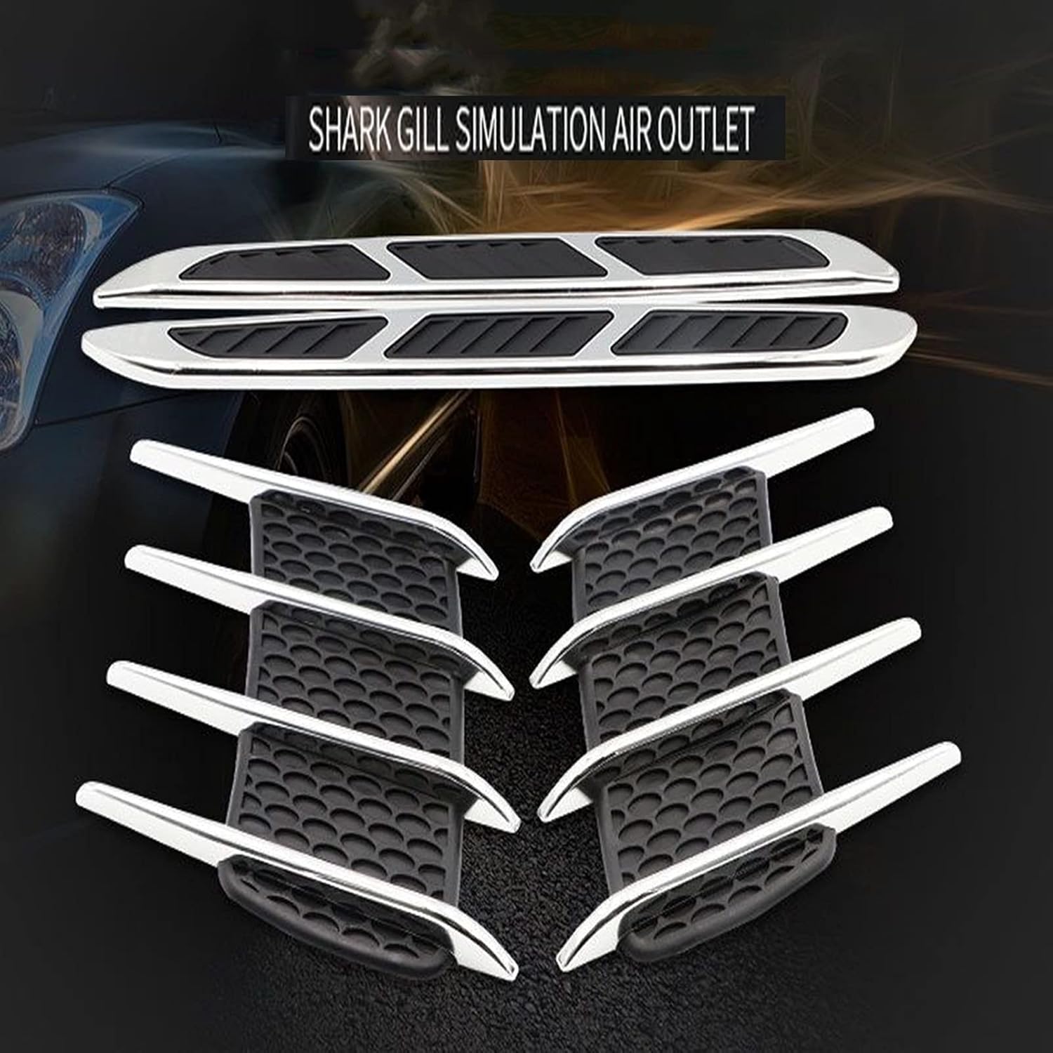 Hood Scoops 4 Pcs Air Flow Vent Hood Hood Vent Scoop Covers, Decorative Intake Hood Scoop ABS Universal Car DIY Stickers (Color : Style 1)