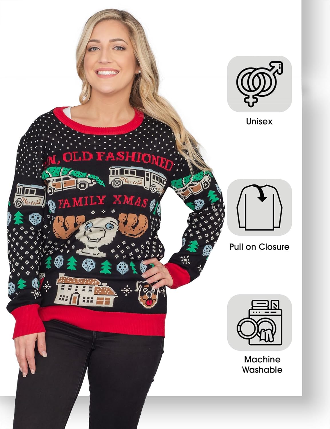 National Lampoon's Christmas Vacation Fun Old Fashioned Xmas Knitted Ugly Christmas Sweater - Image 2