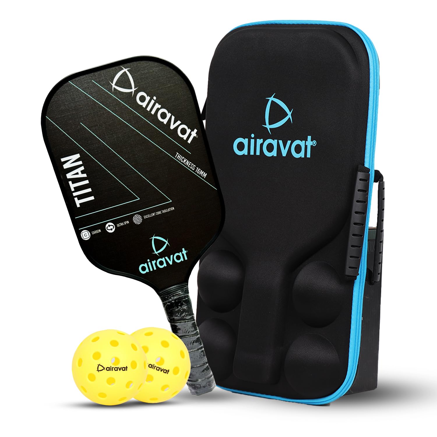 Airavat Titan Pickleball Paddle Set | Pickleball Combo of 1 Pc Pickleball Paddles, 2 Pc Pickleball Balls & 1 Premium Pickle Bag, 16mm Thickness | Pure Carbon (Black) (B0DBJFF968) Amazon Price History, Amazon Price Tracker