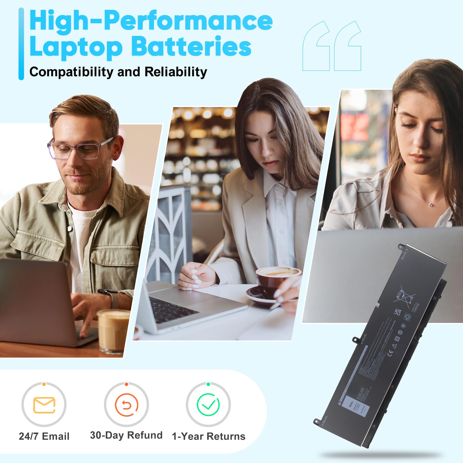 95Wh PKWVM Laptop Akku Kompatibel mit Dell Precision 7550 7560 7750 7760 Mobile Workstation P44E P93F P44E001 P44E002 P93F001 P93F002 PN: C903V CR72X 17C06 0CR72X 0447VR 068N03 453-BBCQ