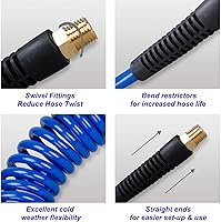 Vista 5 de 22 Pieces Air Compressor Accessories kit, 1/4 inch x 25 ft Recoil Poly Air Compressor Hose Kit, 1/4" NPT Quick Connect Air Fittings, Tire Inflator