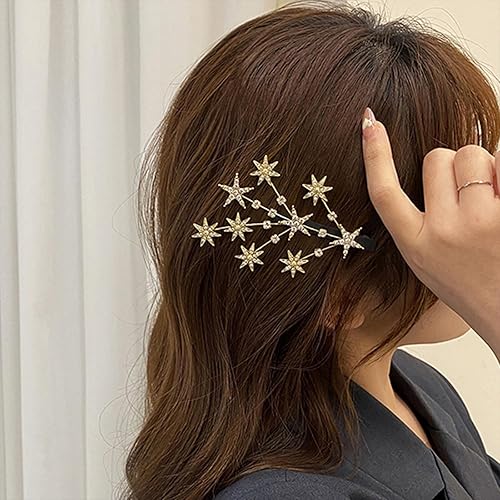 Miniatura 6 de 4 pinzas de metal con diamantes de imitación de estrella de cinco puntas para mujeres y niñas, tocados decorativos de cristal, accesorios brillantes