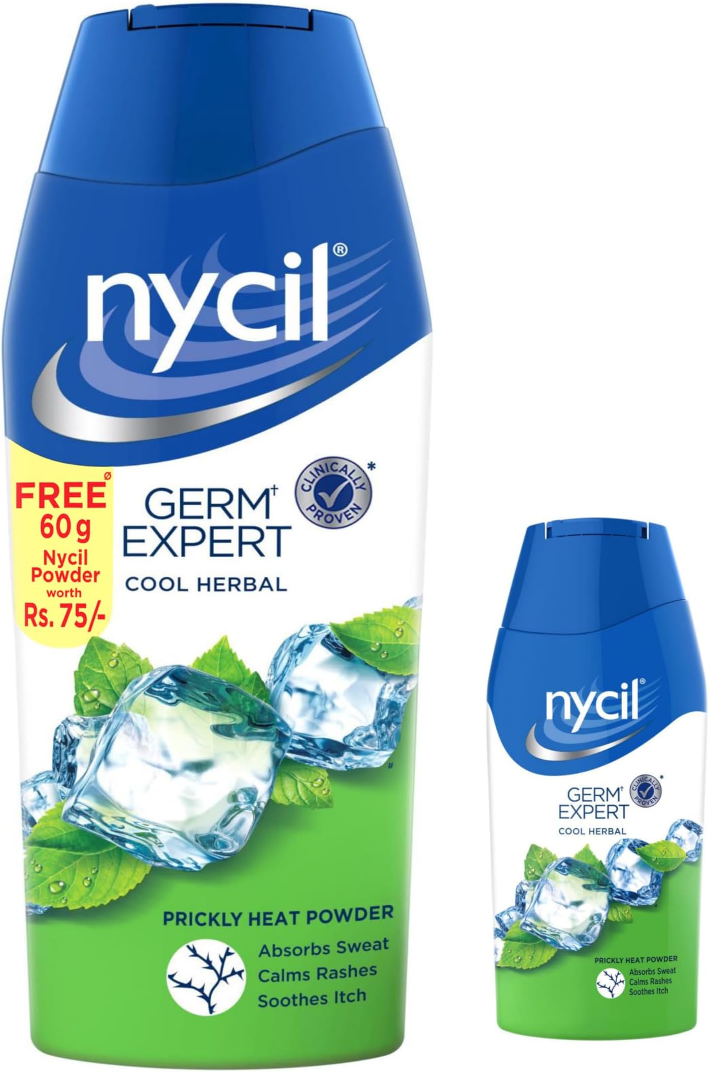 Nycil Cool Herbal Prickly Heat Talcum Powder 150g (Cool Herbal 60g Free)
