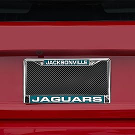 Rico Industries NFL Jacksonville Jaguars Standard Chrome Laser License Frame 12\' x 6\' Laser Cut Chrome Frame - Car/Truck/SUV Automobile Accessory