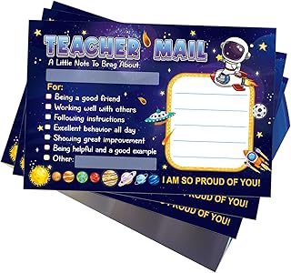 COCHIE Teacher Mail Notes to Parents Classroom Must Haves, Good Behavior Incentive Motivational Cards to Send Home for Elementary Kindergarten Preschool 1st 2nd Grade Teacher Supplies (Universe)