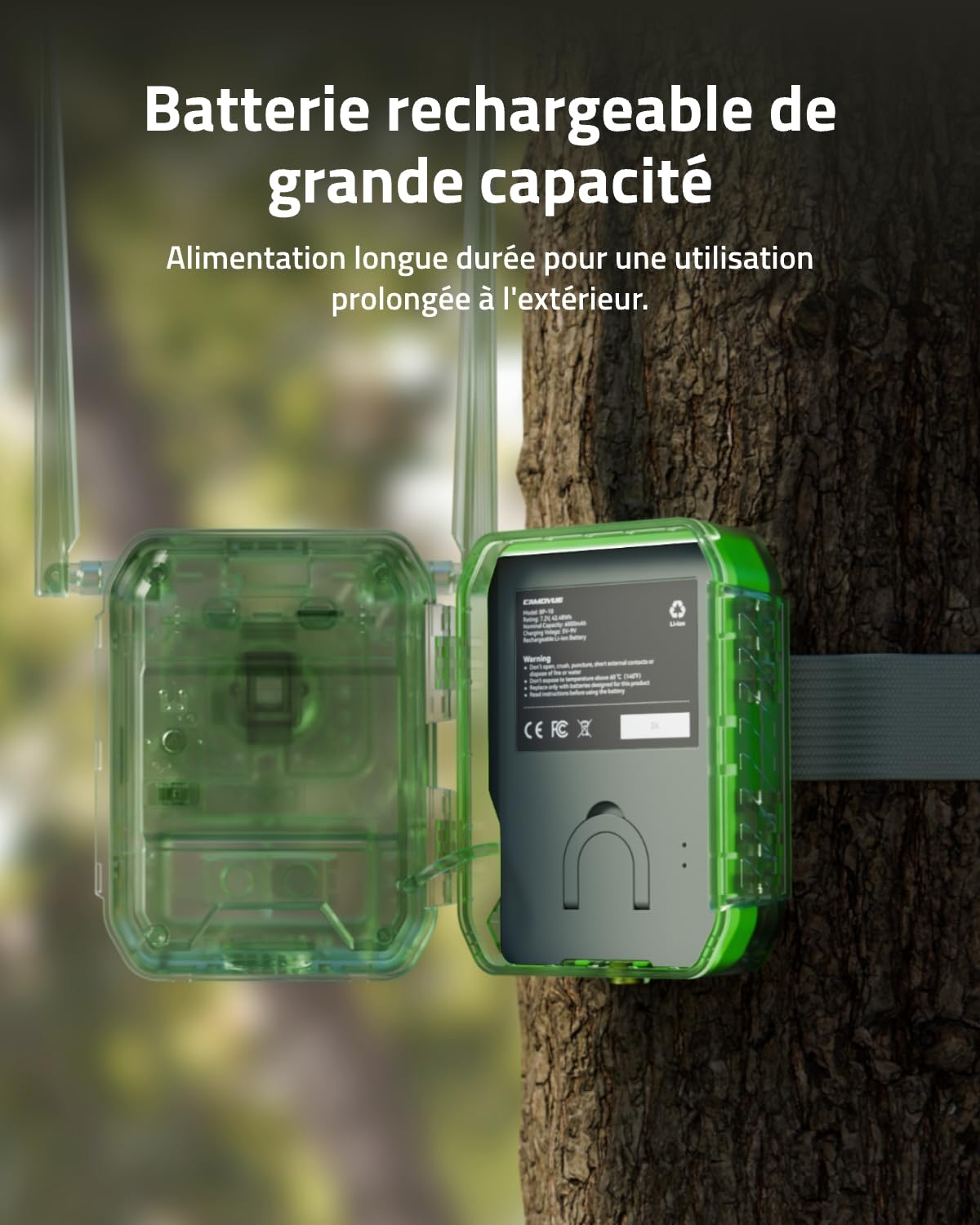 BP-10 Pack Batterie Rechargeable au Lithium, Grande Capacité