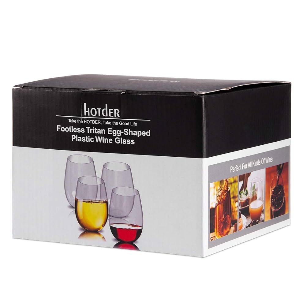 Bicchieri Da Vino In Plastica Tritan Hotder 355ml | Set 4 Pezzi, Infrangibili, Lavabili In Lavastoviglie | Senza BPA - Foto 13