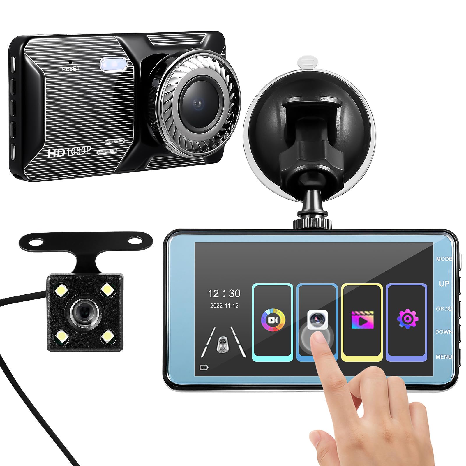 Videocamera Auto Doppio Obiettivo Gc1064 Schermo Touch