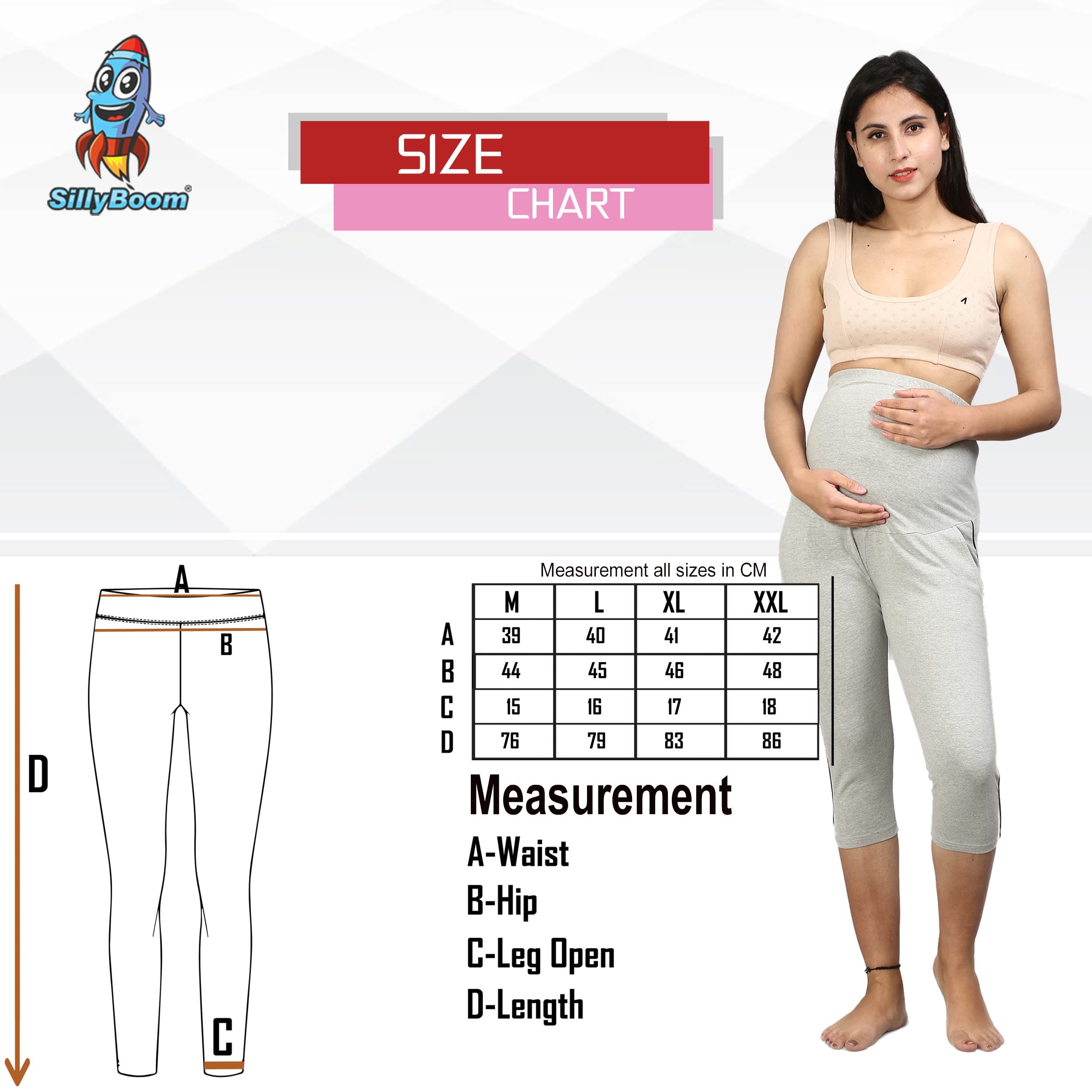Sillyboom Women's Comfort Fit Maternity Yoga Pants Capris for Women Pregnancy Pants Over-Belly Design and Elastic Waistband for All Moms to Be (Grey, 2XL) - Image 7 thumbnail