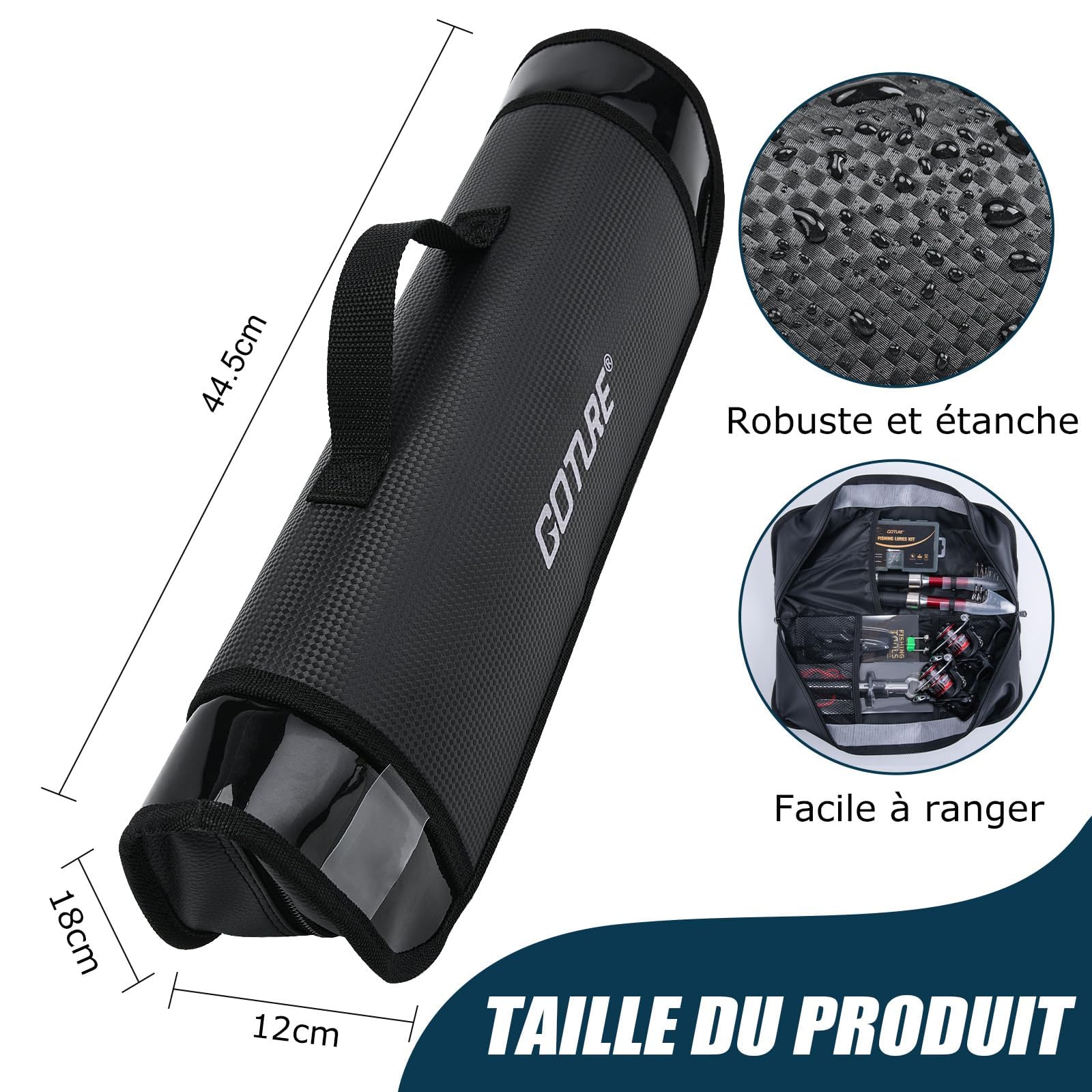 Goture Ensemble de Pêche avec 2 Canne à Pêche Télescopique, Ensemble Complet de d'outils de Pêche et d'appâts avec 2 Moulinet de Pêche 5,2:1 et Sac de Transport - pour la Pêche en Eau salée/Eau Douce