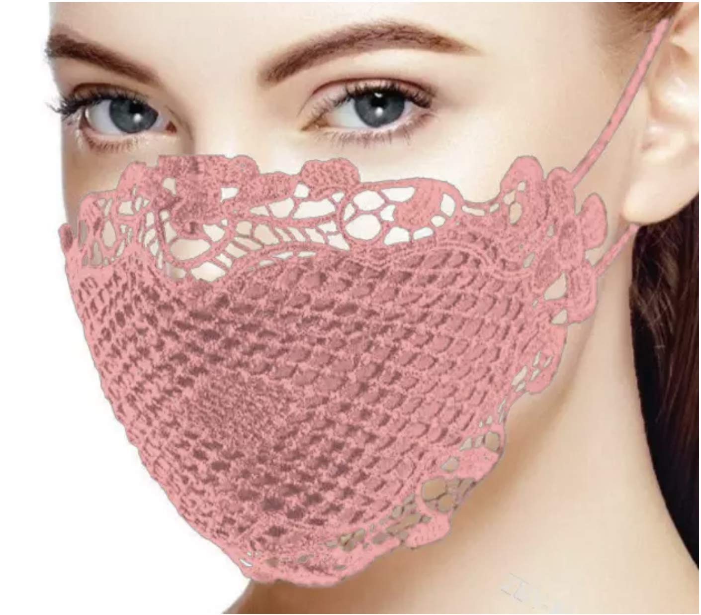 MJoffee Brand Lace Face Mask with Adjustable Ear Loops for Women,Sexy, Cute, Washable and Reusable Lace Face Covering, (1PC)