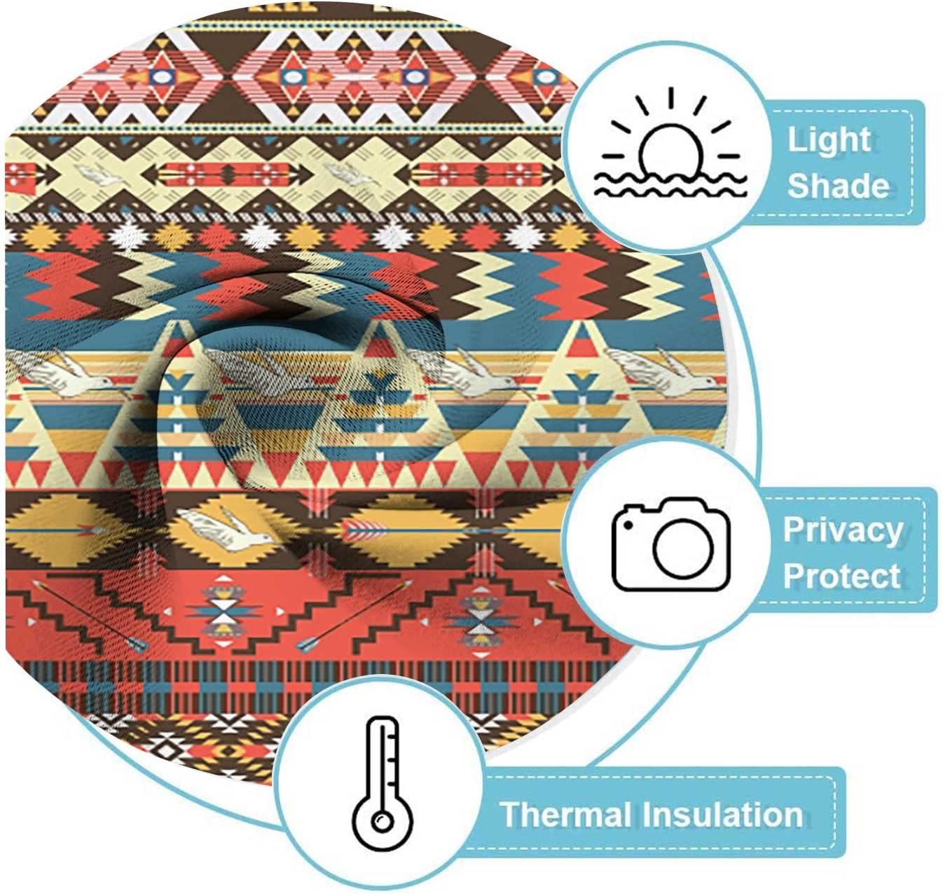 Aztec Valance Curtains, Native American Decor Blackout Window Curtain for Living Room Bedroom Decor, Energy Efficient Window Treatment 2 Panel Set, 30" W x 36" L, Colorful