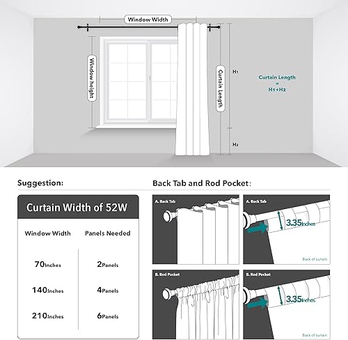 Miniatura 8 de Deconovo Cortinas opacas para dormitorio, largo 72 pulgadas, cortinas de oscurecimiento de habitación, pestaña trasera y bolsillo para barra,