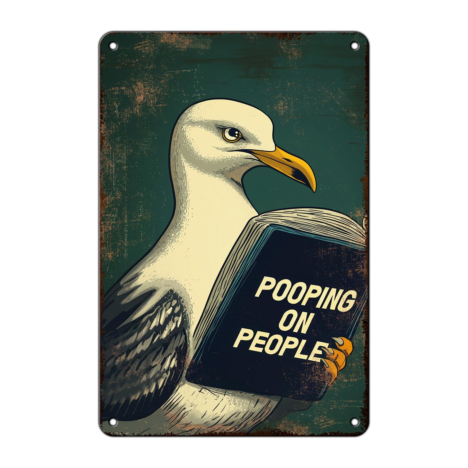 peiyeety Metal Sign Pooping On People Seagull Vintage Signs Rerto Alumium for Gardening Home Bar Office Outdoor Yard Wall Decor 8x12 Inch