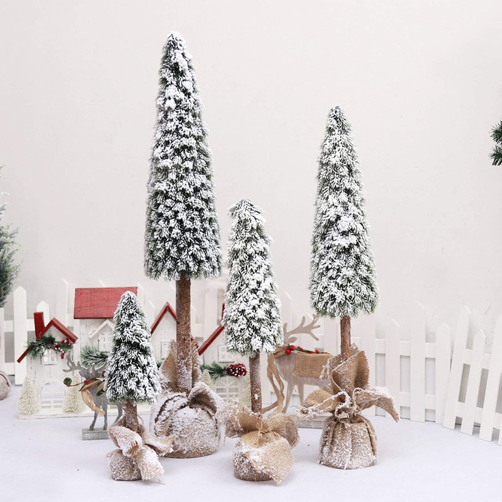 Weihnachtsbäume RENRUIRUI Simulation Beflockung Zeder Baum Home Office Esstisch Schreibtisch kleine Urlaub Dekoration (Size : 60cm)
