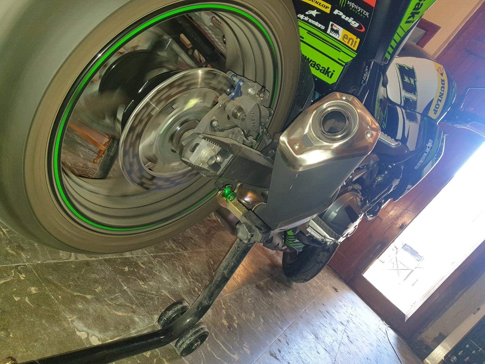 Z900 M8 Coppia Supporti Nottolini Assen Cavalletto Vite M8 moto Accessori per forcellone posteriore per Z900 Z 900 2017 2018 2019 2020 2021 2022 2023 2024 2025 Verde