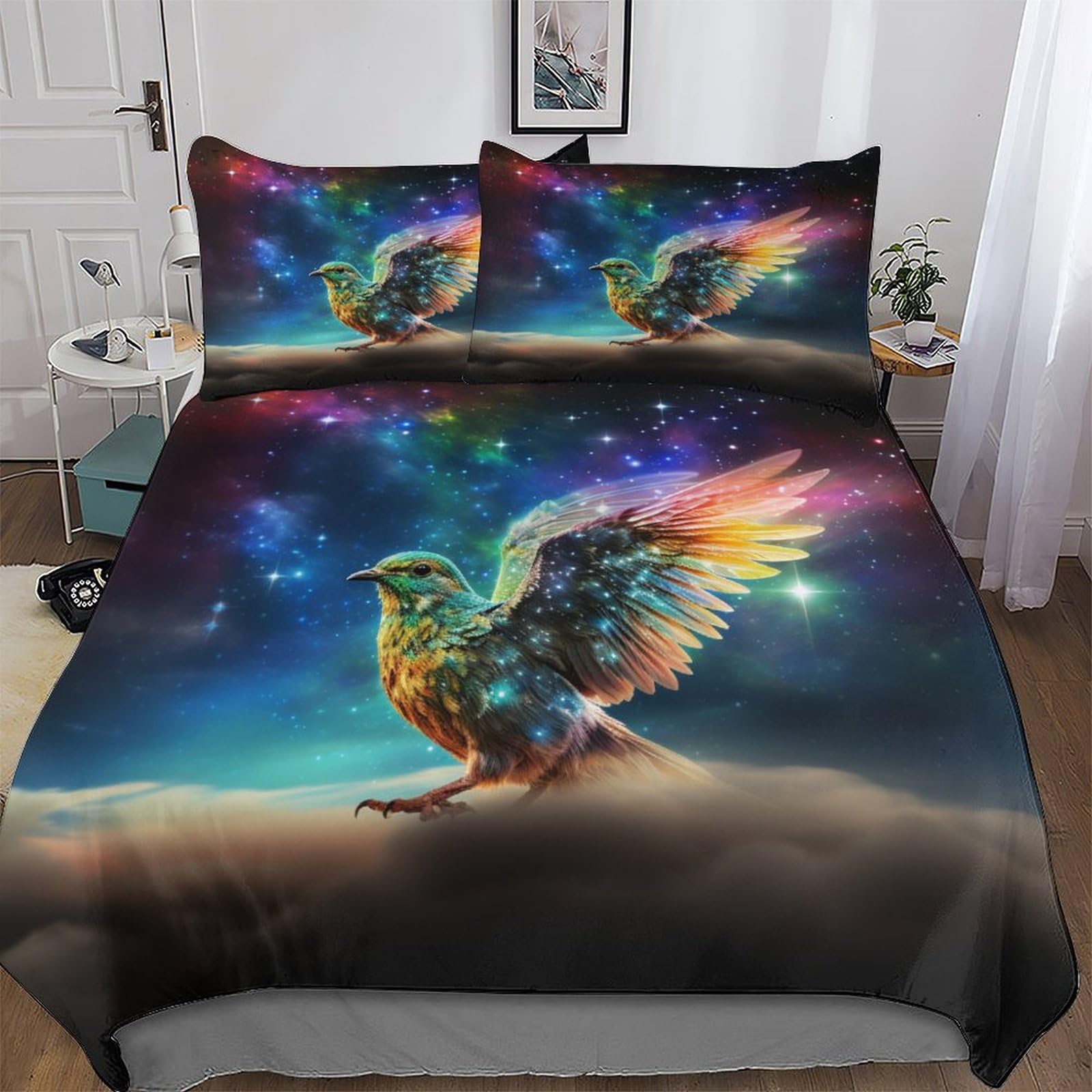 Housse de couette microfibre douce avec fermeture éclair oiseau