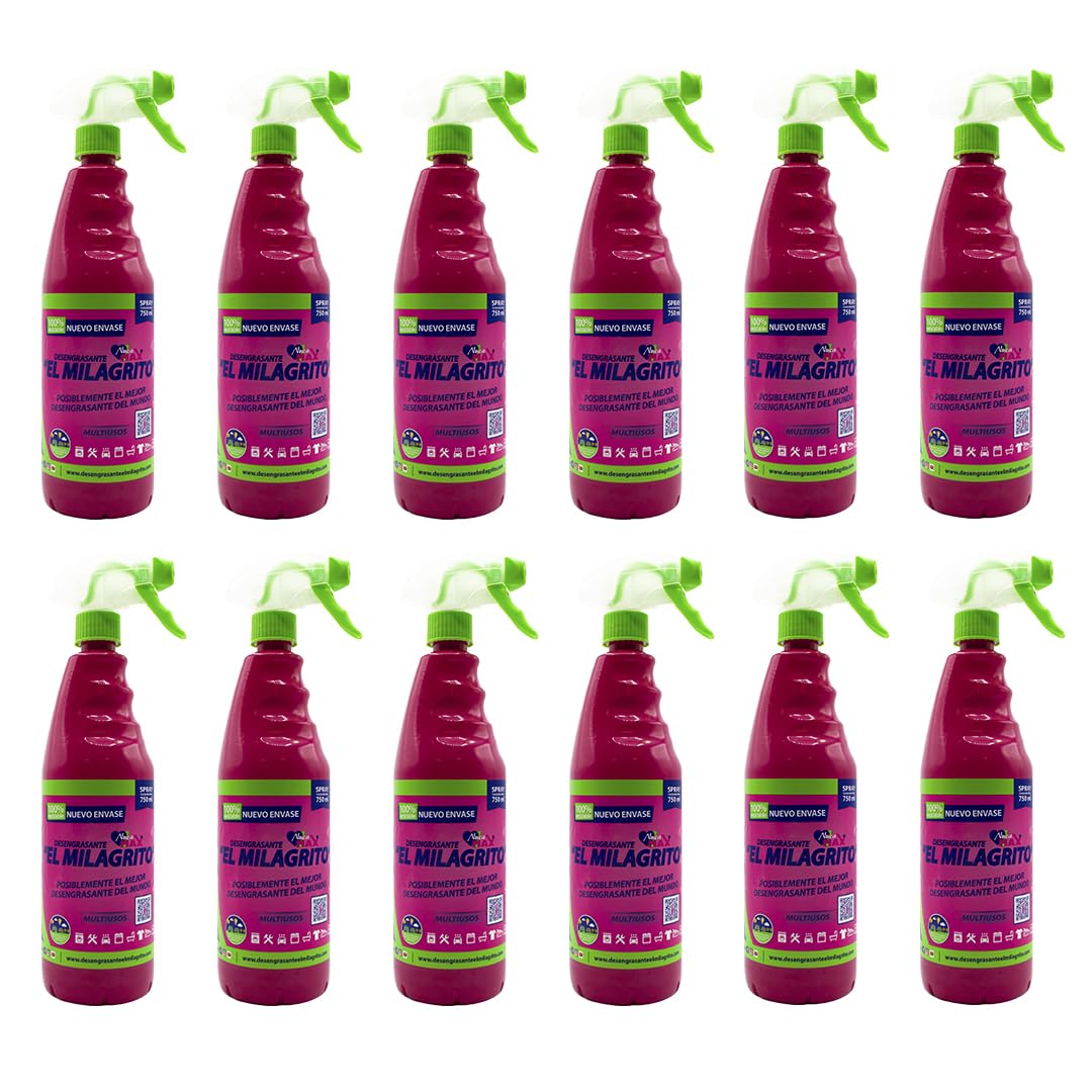 El Milagrito Pack 12 uds. Desengrasante Spray 750ml, Rosa, Normal, 9000