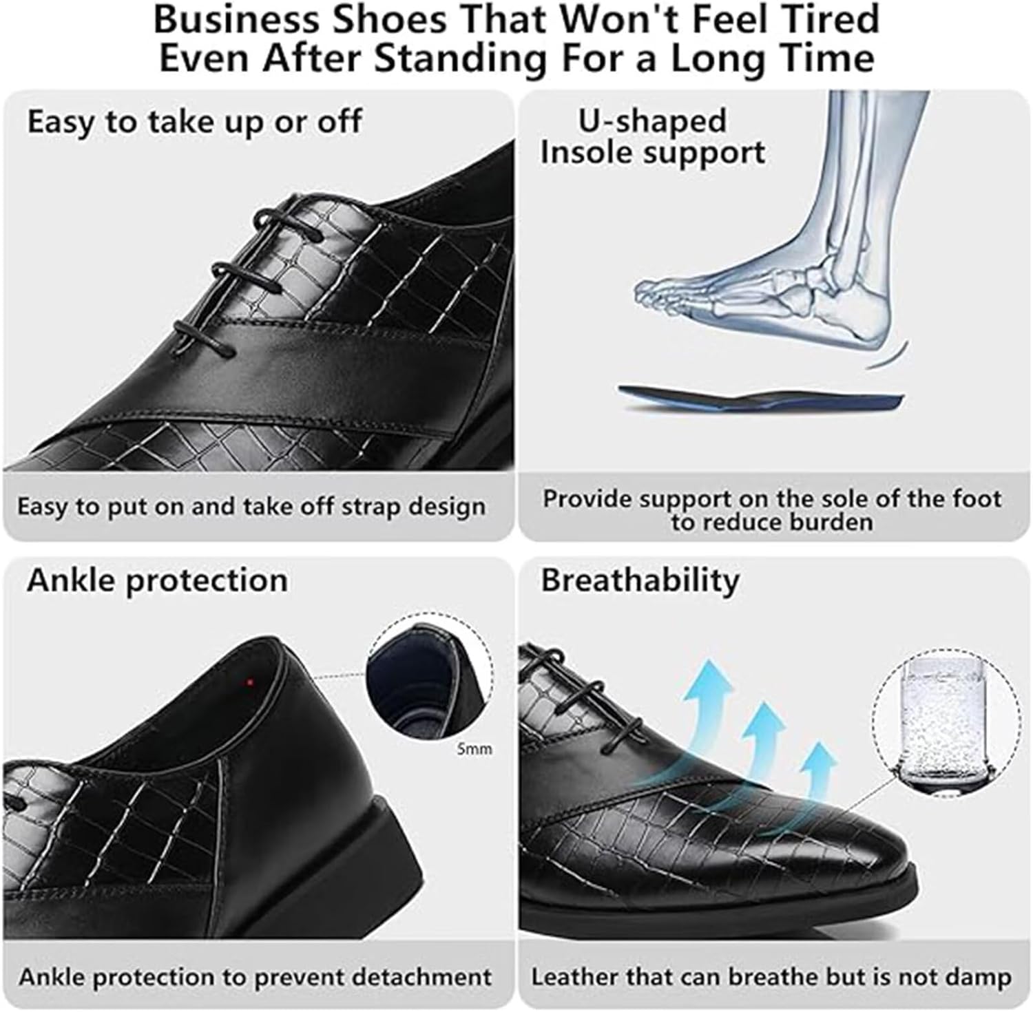 SANNAX Men’s Oxfords Formal Lace Up Dress Shoes, Classic Business Casual Leather Shoes for Men