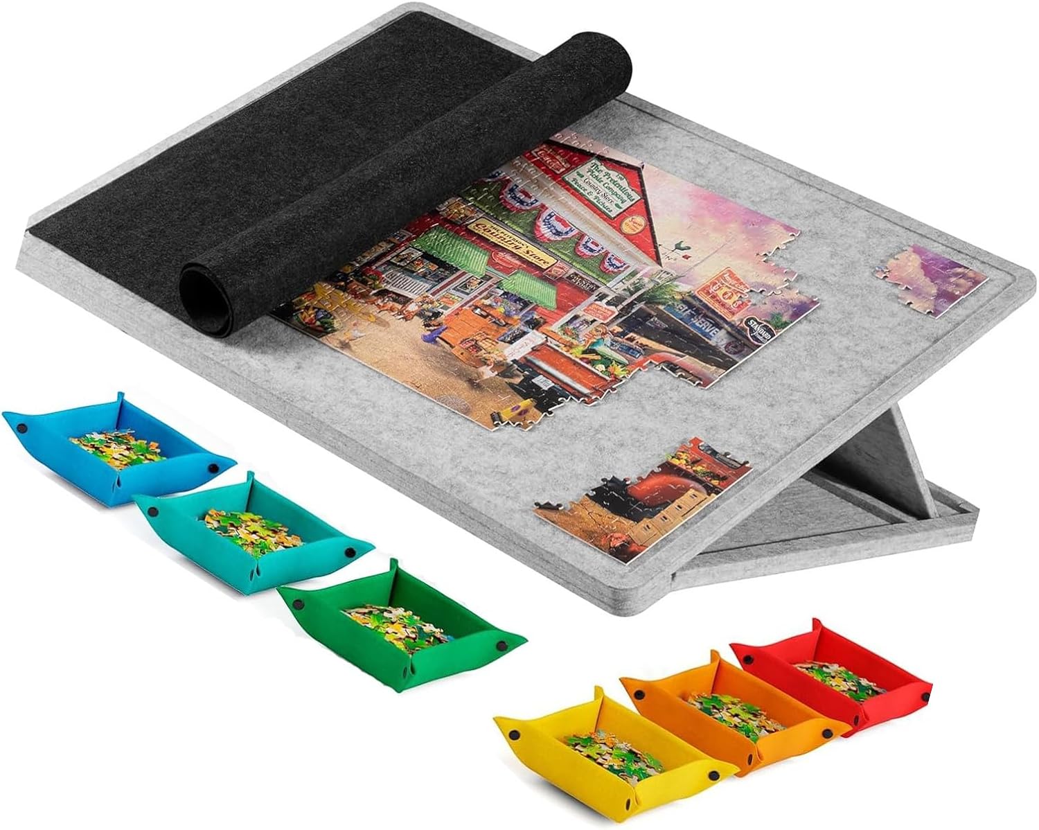 Versatile Tiltable Puzzles Table Nonslip Felt Integrated Stand Space Efficient Foldable Design Adults Sturdy Tilted Puzzles Board with Base