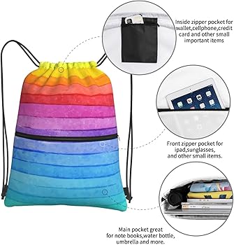 Amazon.co.jp: [YCLNFC] 虹色 ストライプ ナップサック 体操着袋