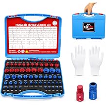 70PCS Nut and Bolt Thread Checker Set,37 SAE Blue + 33 Metric Red Bolt Thread Checker for Quickly Checker Nuts and Bolts Size,Bolt Gauge for Fasteners with Storage Case
