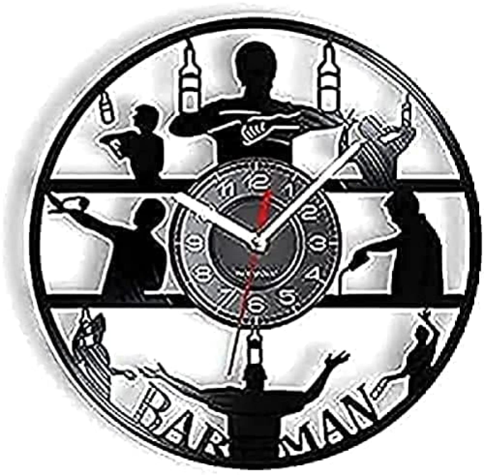 Horloge barman en disque vinyle pour animer vos soirees cocktail en cuisine ou au salon
